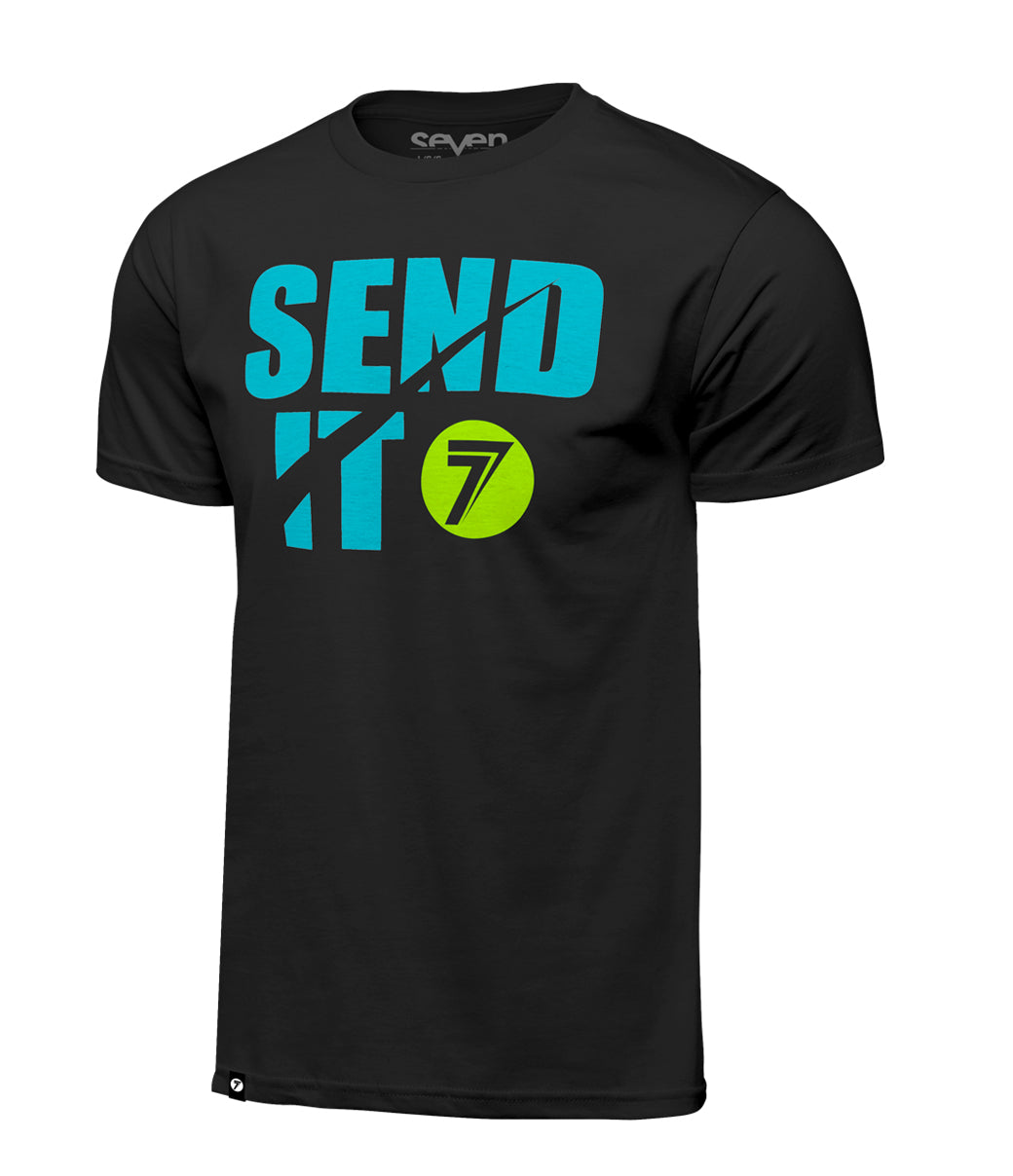 POLERA SEVEN SEND IT BLACK/CYAN