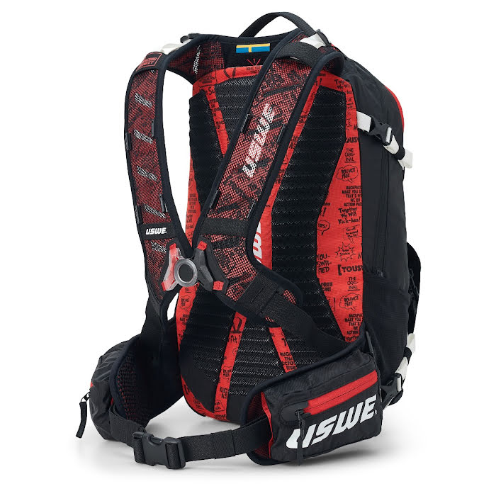 Mochila USWE Flow 16 Negro / Rojo Protector de espalda CE Nivel 2
